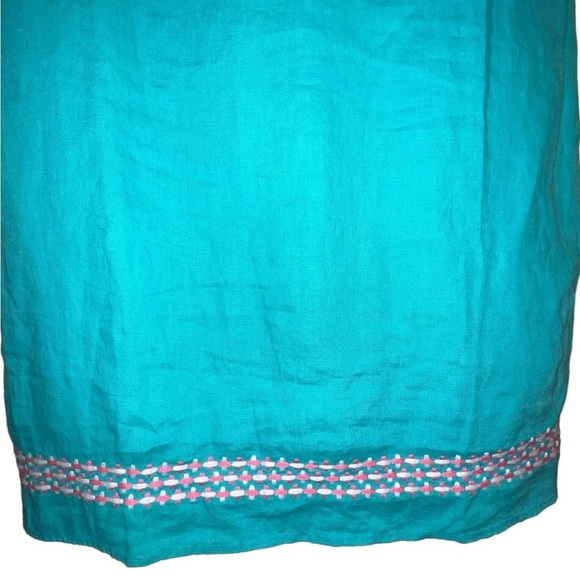 {NWT Hatley Linen Embroidered Portia Sheath Dress in Ceramic Blue Size M} - Picture 5 of 12